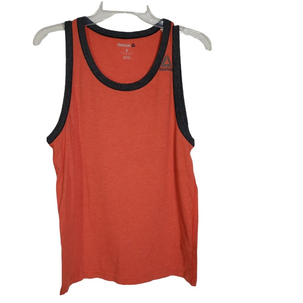 Reebok Men's Tank Top Size Small Speedwick Orange Gray Trim
